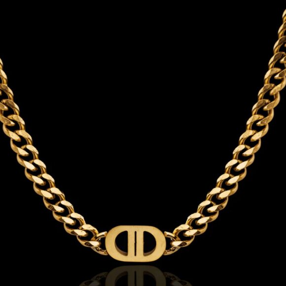 CD 18k Gold Filled Chain Necklace and Bracelet Set - Picture 2 of 4